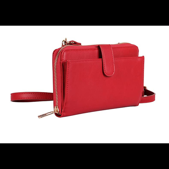 Karla Hanson RFID-Blocking Leah Crossbody Phone Wallet Red - Picture 4 of 4